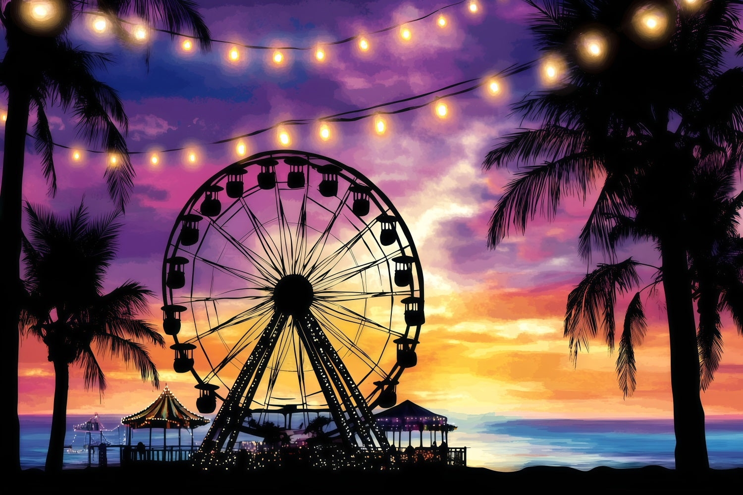 Toile de fond Été Carnaval Nocturne Tropical GQ4-289