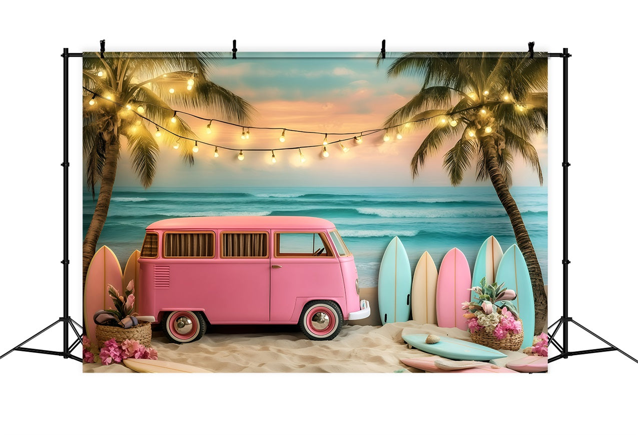 Toile de fond Été Van Plage Surf Tropical GQ4-290