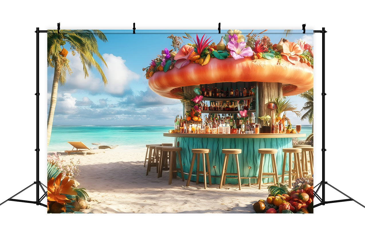 Toile de fond de Plage Été Bar à Cocktails Plage Paradis GQ4-293