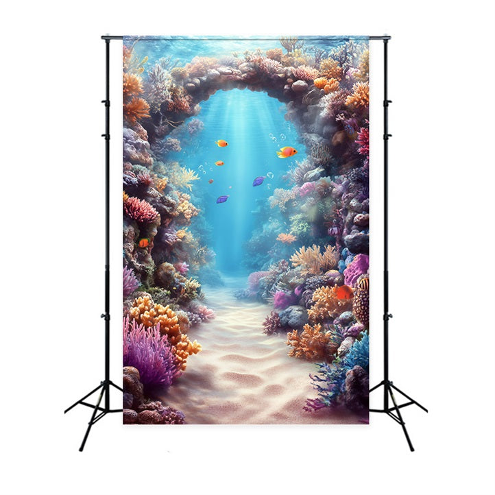 Toile de fond de Plage Été Arche Corail Sous-Marin GQ4-295