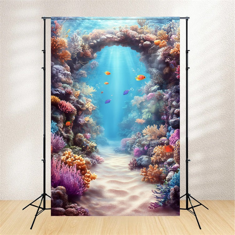 Toile de fond de Plage Été Arche Corail Sous-Marin GQ4-295