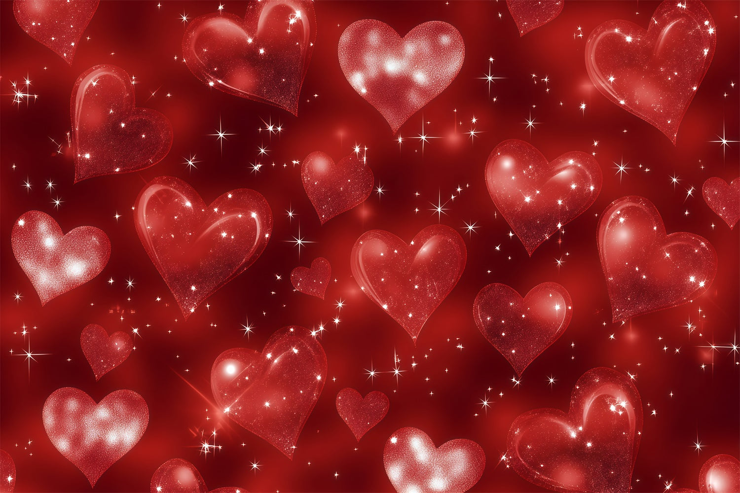 Toile de fond Vieille École Cœurs d'Amour Rouges Brillants Vintage GQ4-300