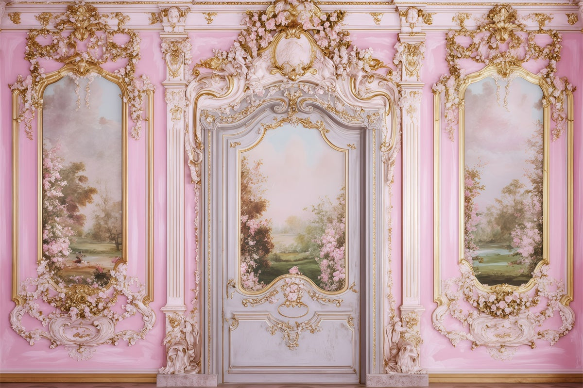 Toile de fond Mur Vintage Floral Rose Or Mur Photo Vintage GQ4-303