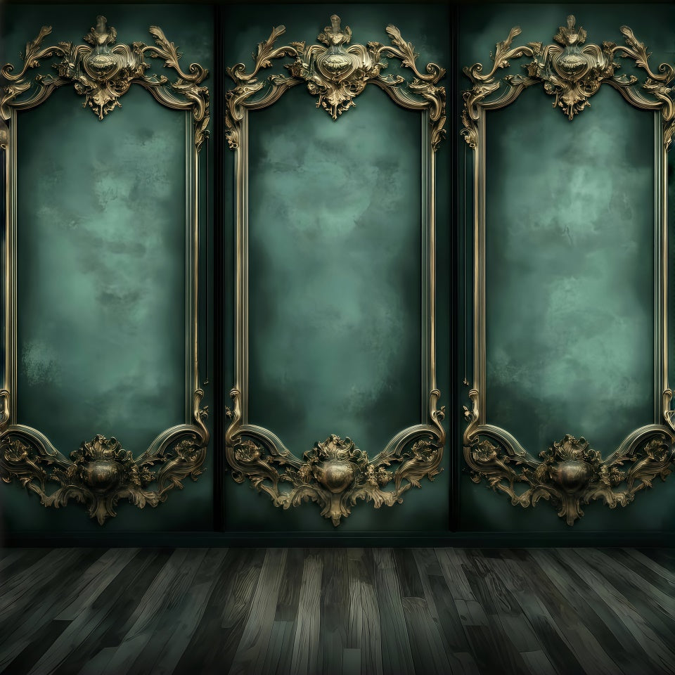 Toile de fond Mur Vintage Murs Baroques Verts Opulents GQ4-305