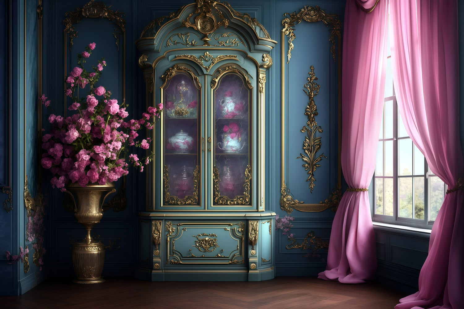 Toile de fond Victorienne Photo Chambre Française Élégante Vintage GQ4-313