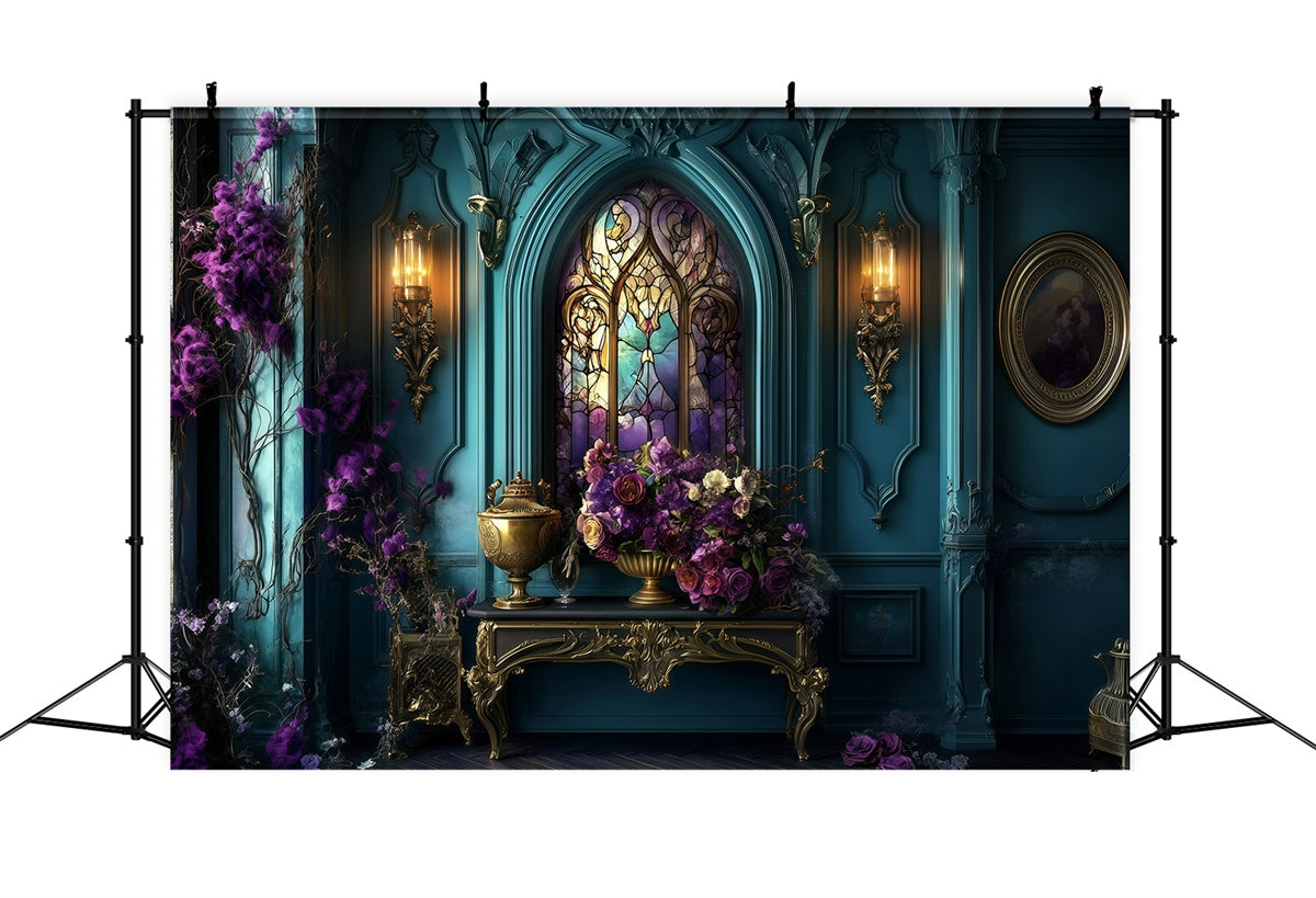 Toile de fond Antique Photo Vitrail Floral Royal Vintage GQ4-314