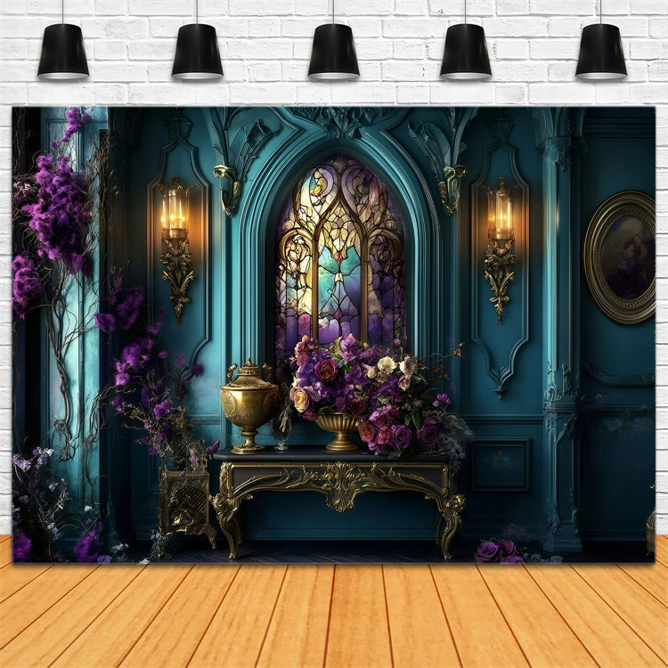 Toile de fond Antique Photo Vitrail Floral Royal Vintage GQ4-314