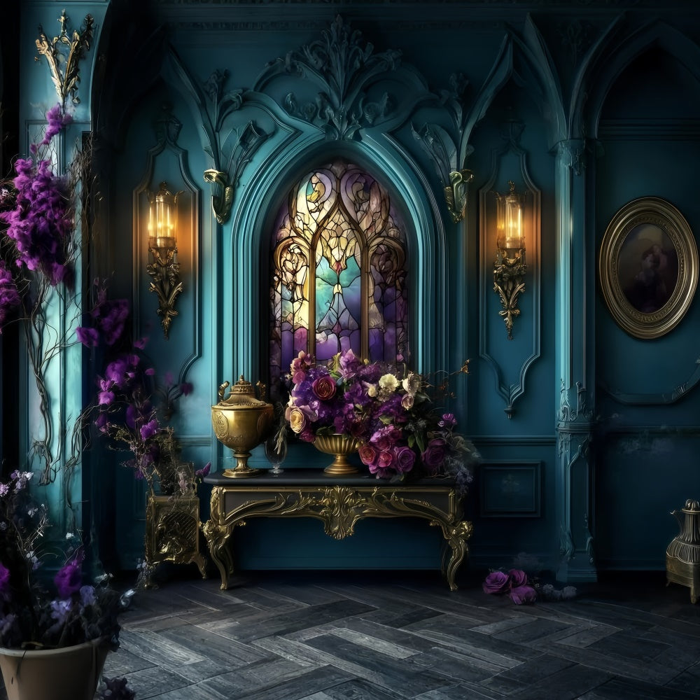 Toile de fond Antique Photo Vitrail Floral Royal Vintage GQ4-314