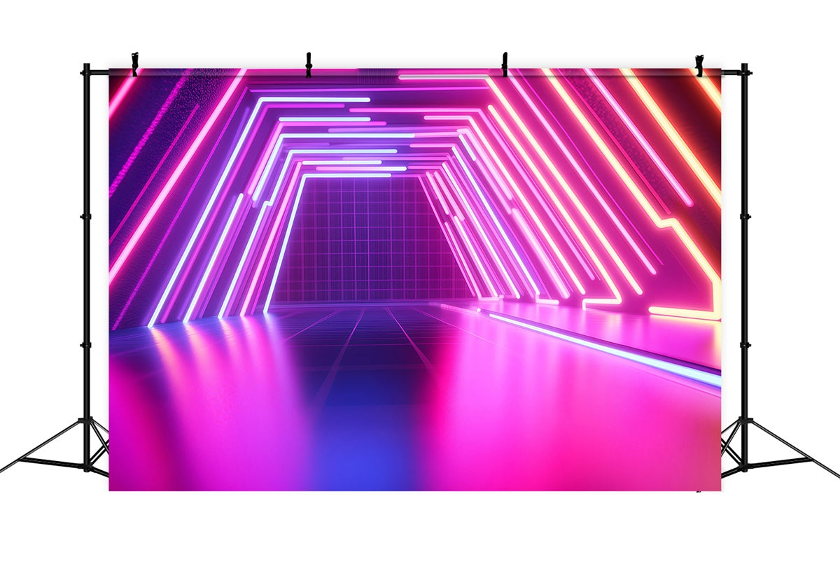 Toile de fond Photographie Vintage Tunnel de Fête Néon Électrique GQ4-316