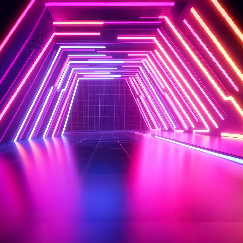 Toile de fond Photographie Vintage Tunnel de Fête Néon Électrique GQ4-316