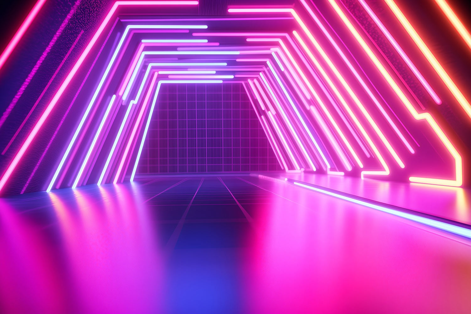 Toile de fond Photographie Vintage Tunnel de Fête Néon Électrique GQ4-316