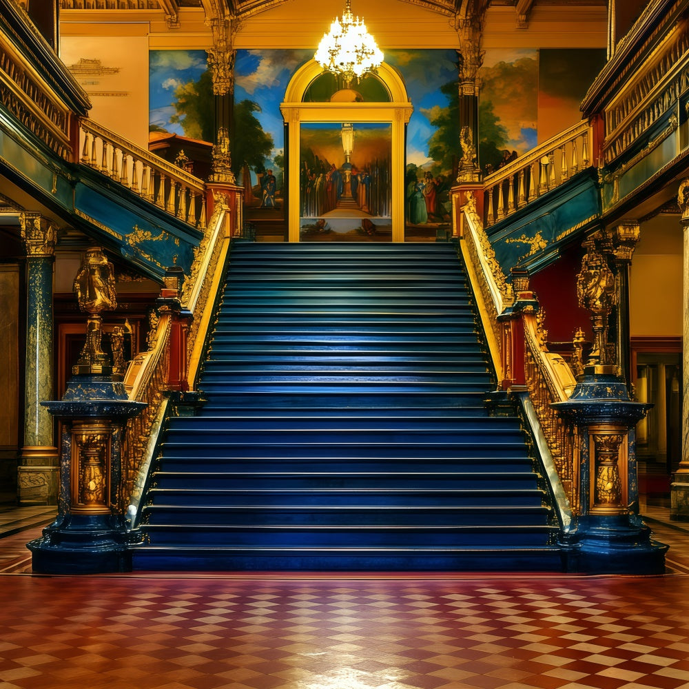 Toile de fond Photo Vintage Pour Photoshoot Grand Escalier Royal GQ4-321