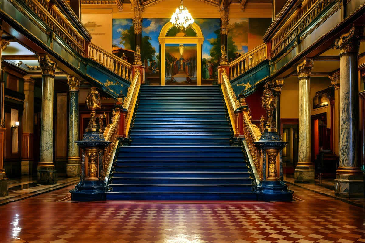 Toile de fond Photo Vintage Pour Photoshoot Grand Escalier Royal GQ4-321