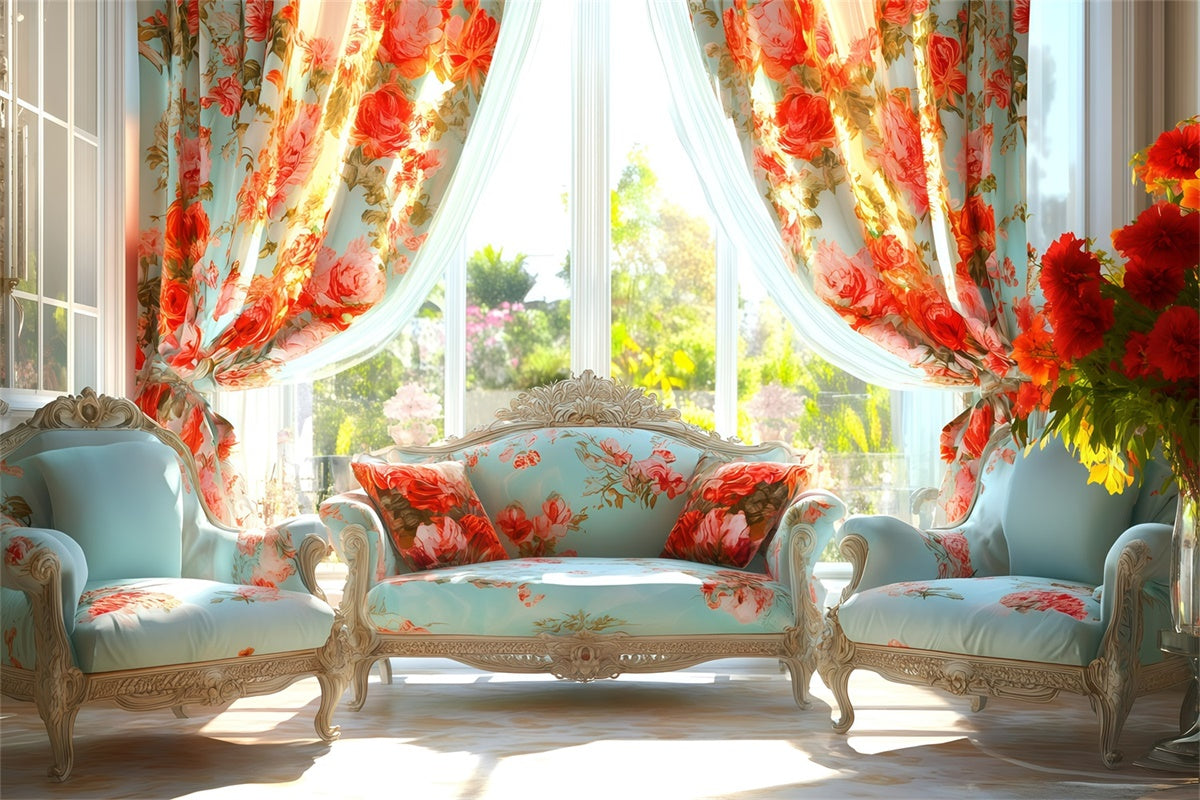 Toile de fond Photo Vintage Pour Photographie Canapé Rideau Rose Chic GQ4-323