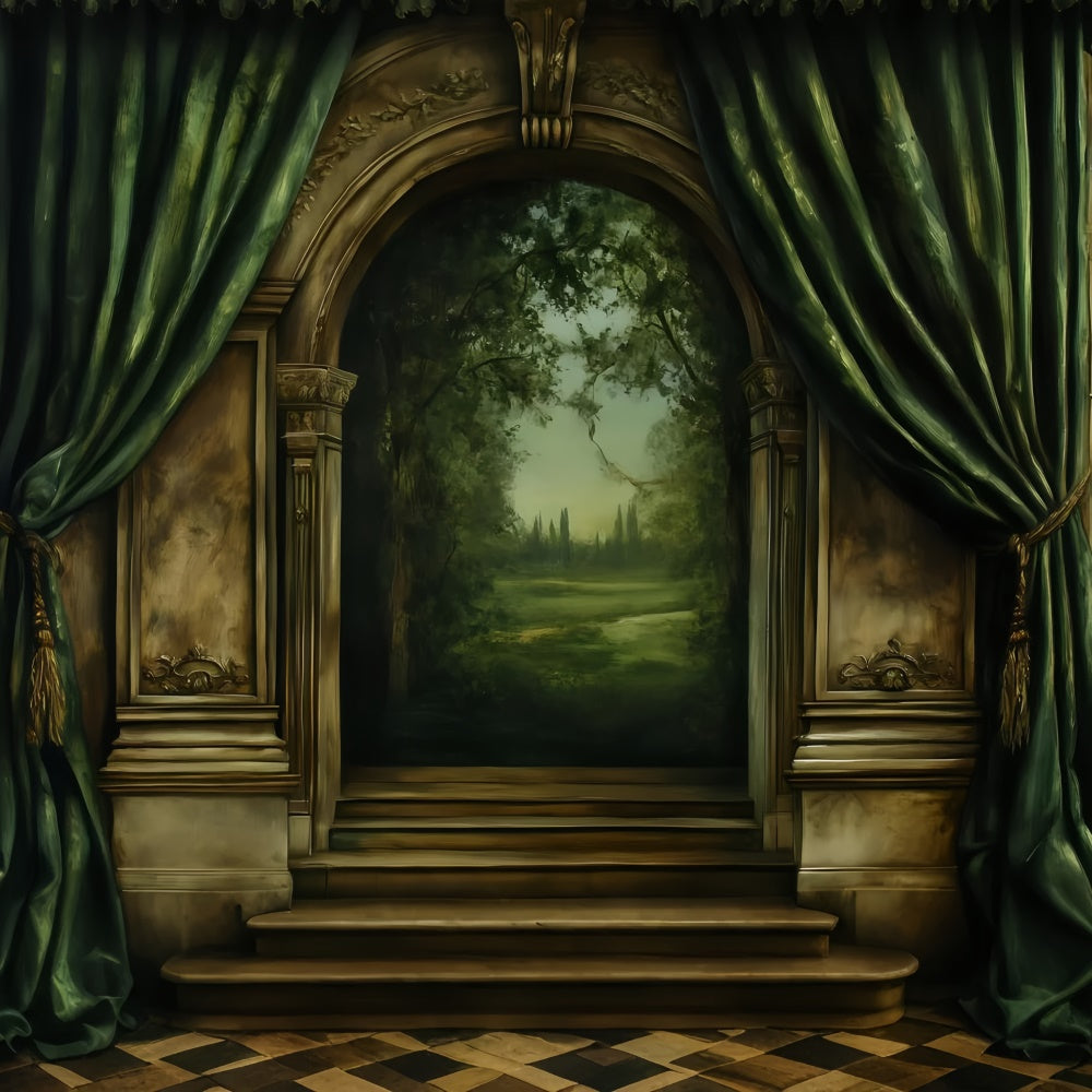 Toile de fond Antique Arche de Forêt Rideau Photo Vintage GQ4-330