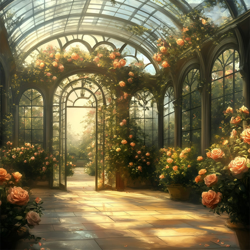 Toile de fond Photo Vintage Pour Photoshoot Serre Romantique Roses GQ4-335