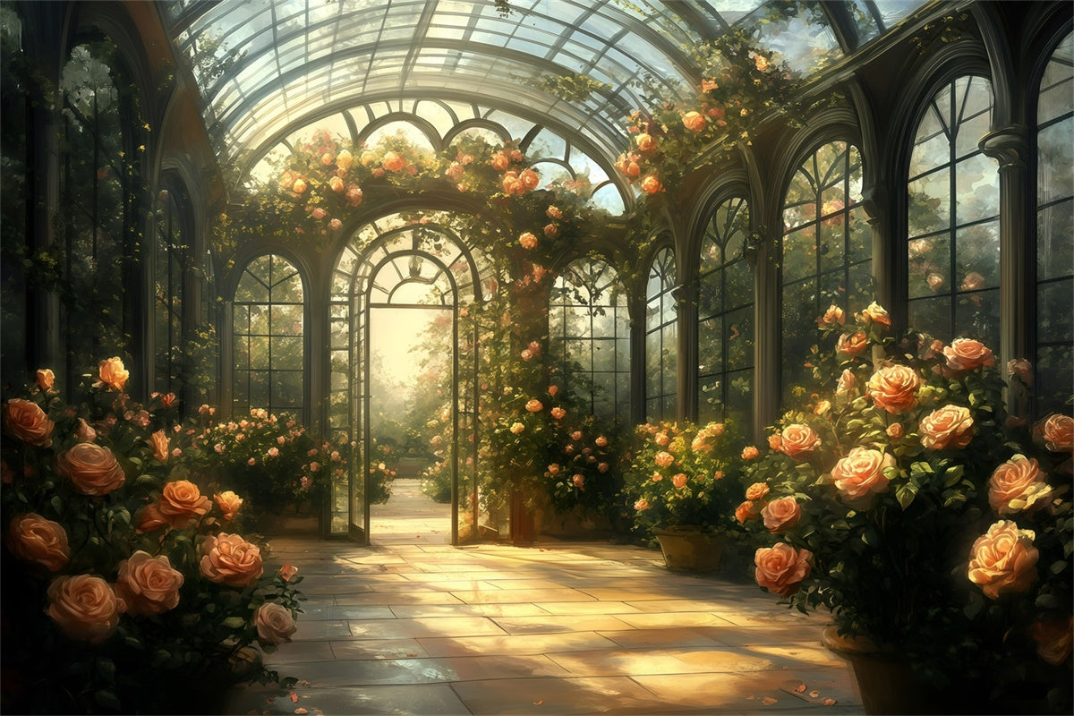 Toile de fond Photo Vintage Pour Photoshoot Serre Romantique Roses GQ4-335