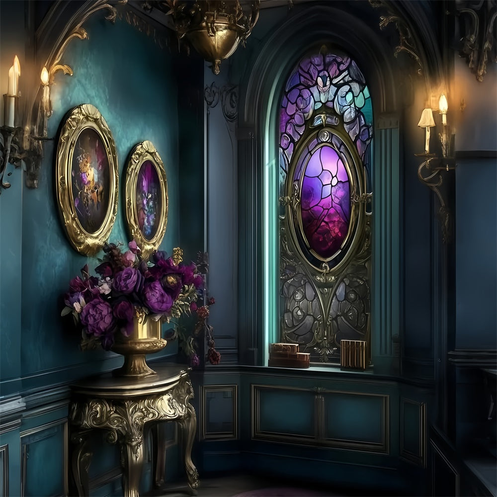 Toile de fond Victorienne Backdrops Fenêtre en Verre Ornée Photo Vintage GQ4-341