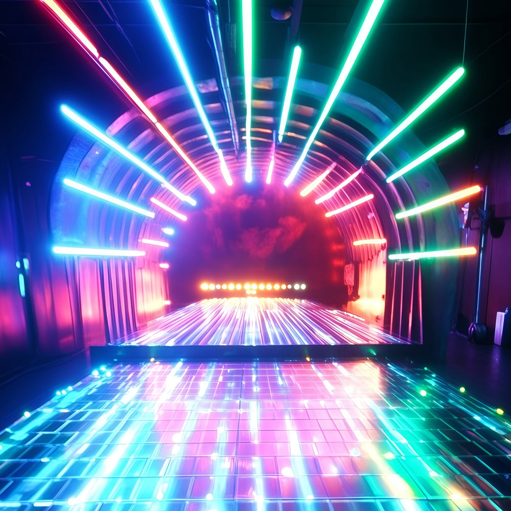 Toile de fond Photographie Années 80 Tunnel Néon Chemin Lumineux Vintage GQ4-342