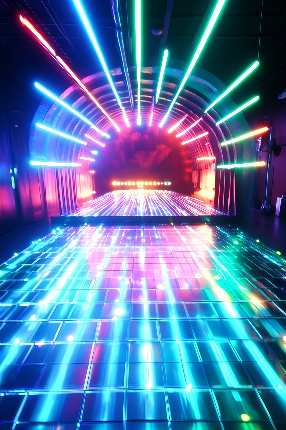 Toile de fond Photographie Années 80 Tunnel Néon Chemin Lumineux Vintage GQ4-342