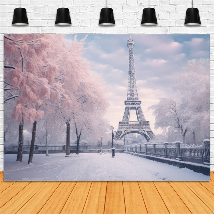 Toile de fond Photo Paris Scène Hivernale Tour Eiffel GQ4-53