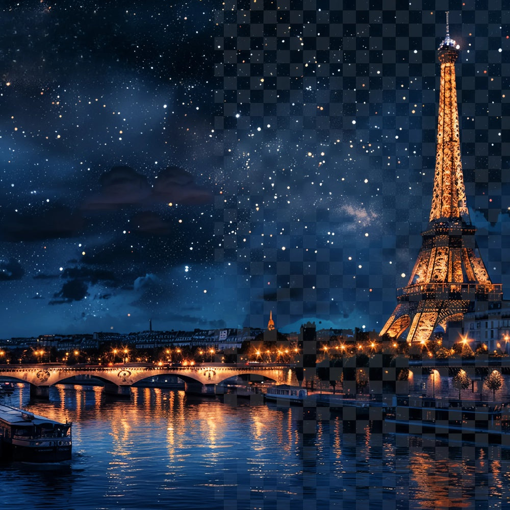 Toile de fond Paris pour Photos Ciel de Minuit Tour Eiffel GQ4-59