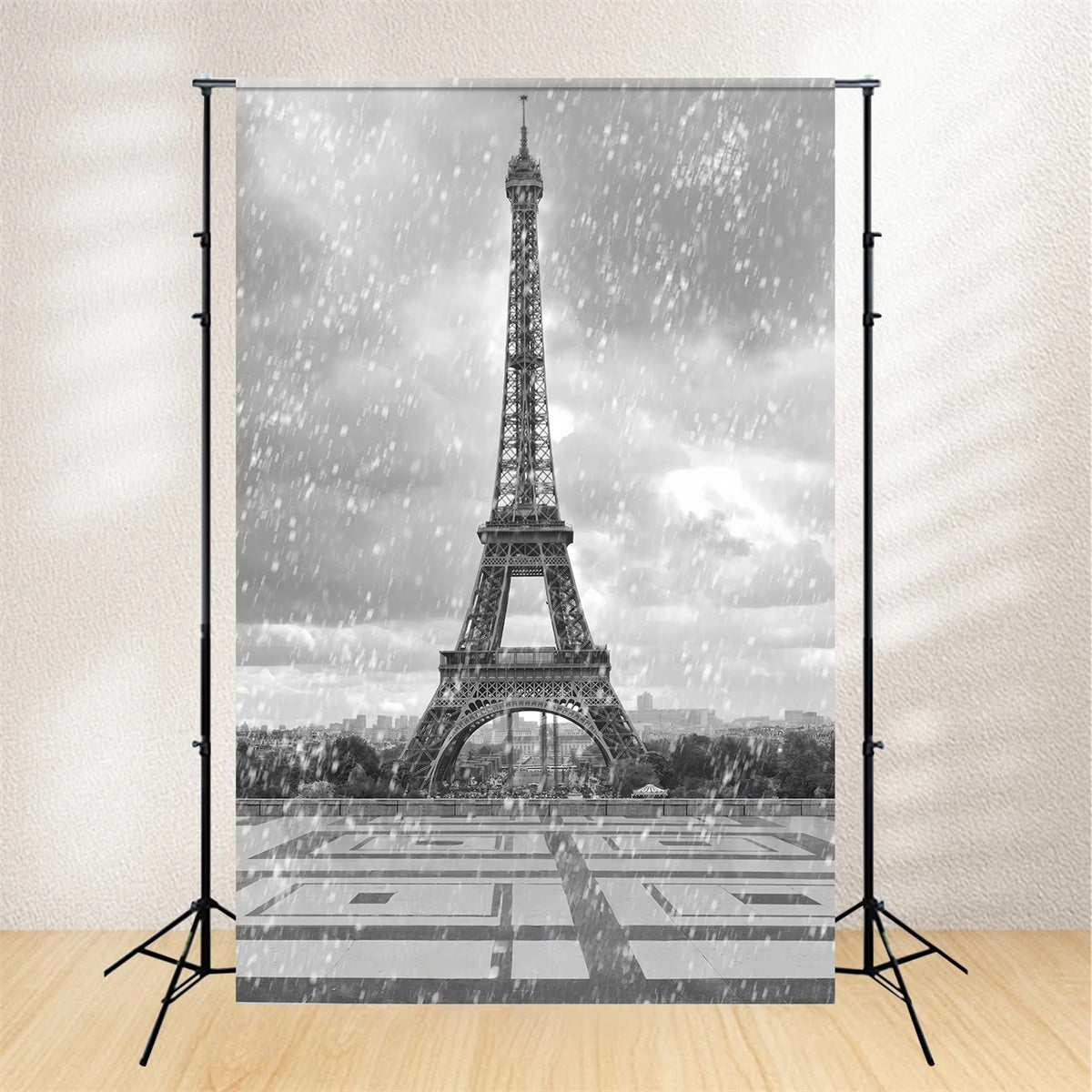Toile de fond Photo Paris Tour Eiffel Vintage Pluie GQ4-62