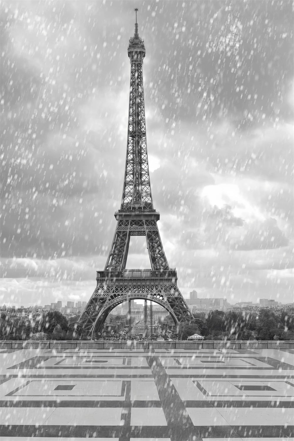 Toile de fond Photo Paris Tour Eiffel Vintage Pluie GQ4-62
