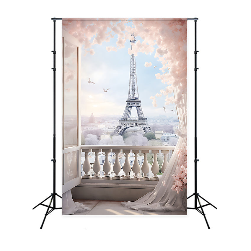 Toile de fond Thème Paris Balcon Élégant Tour Eiffel GQ4-64