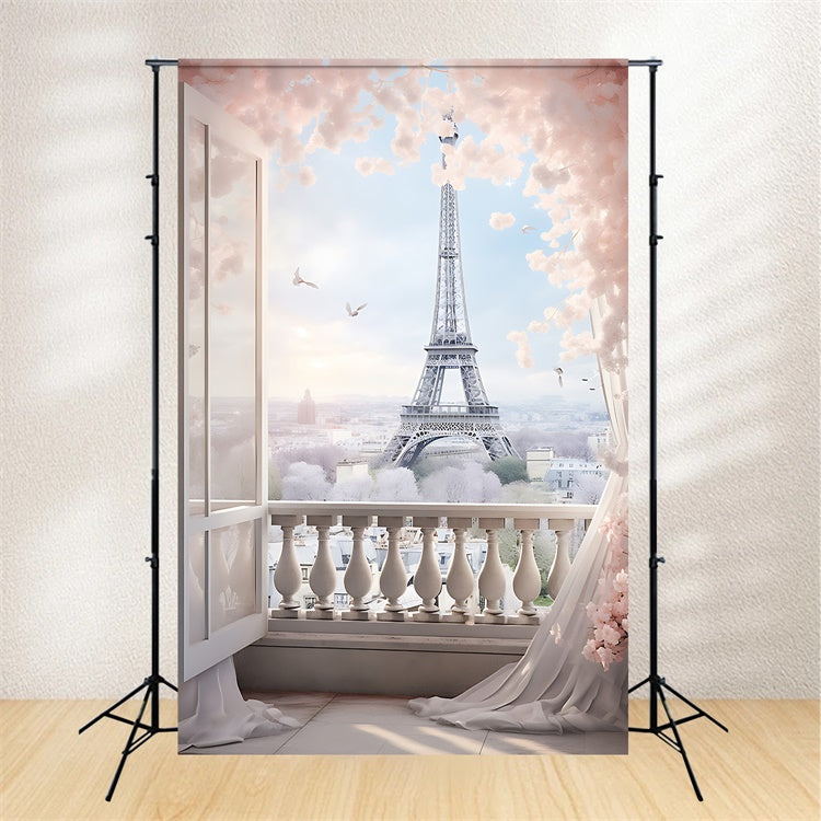 Toile de fond Thème Paris Balcon Élégant Tour Eiffel GQ4-64