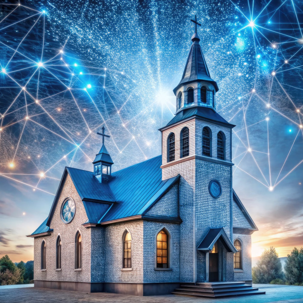 Toile de fond Église Architecture Ciel Nocturne Futuriste GQ4-74