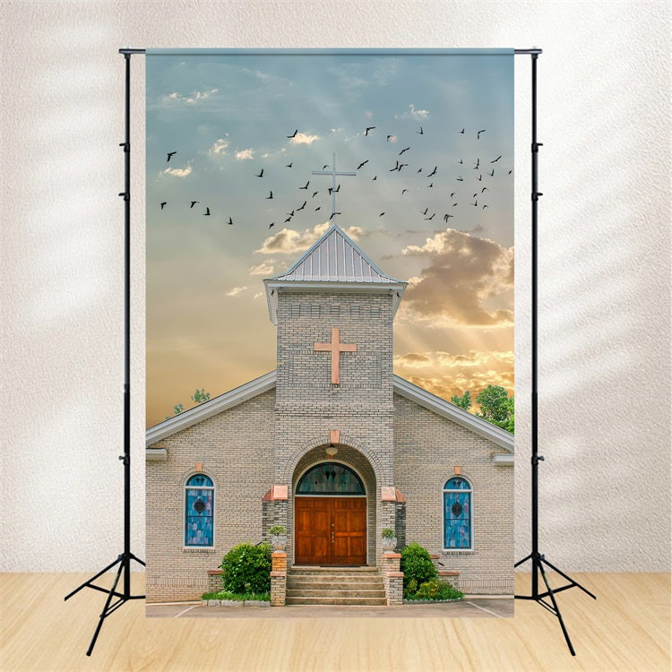 Toile de fond Église Architecture Oiseaux Volants Ciel GQ4-75