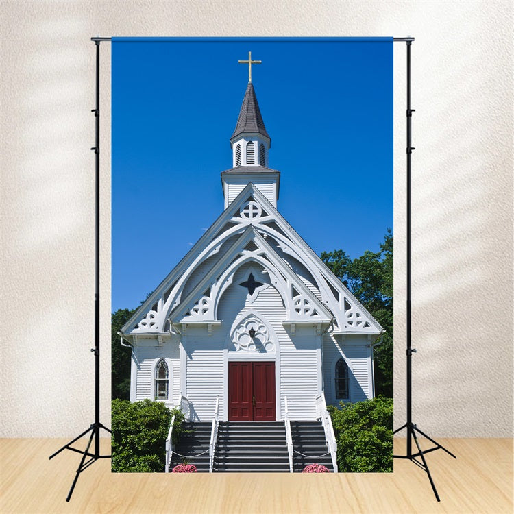 Toile de fond Église Architecture Classique Blanche Ciel GQ4-77