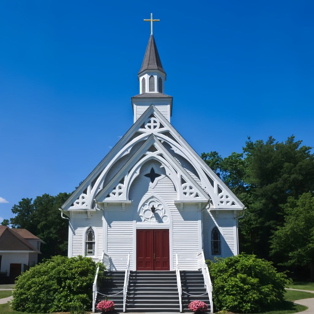Toile de fond Église Architecture Classique Blanche Ciel GQ4-77