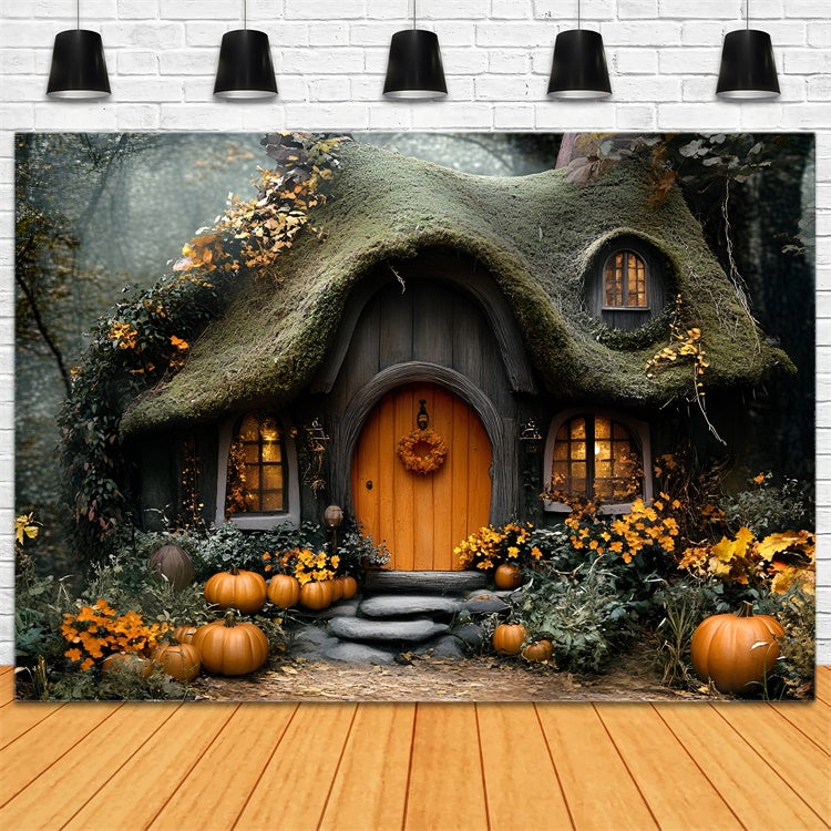 Toile de fond Automne Cottage Citrouille Conte de Fées GQ5-105