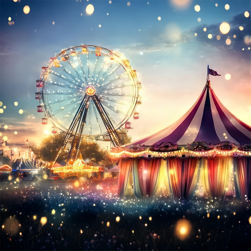 Toile de fond Carnaval Grande Roue Coucher de Soleil Lumineux GQ5-111