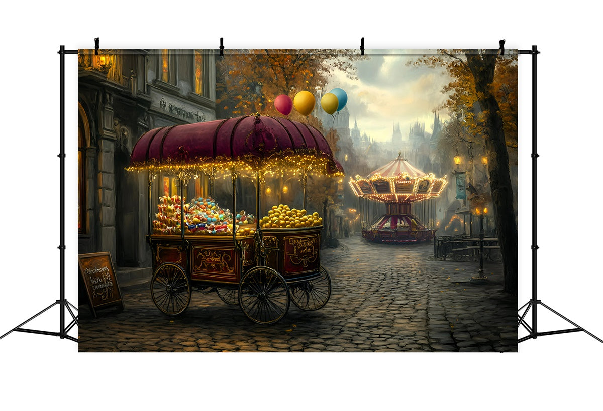 Toile de fond Carnaval Chariot de Friandises Nuit GQ5-112