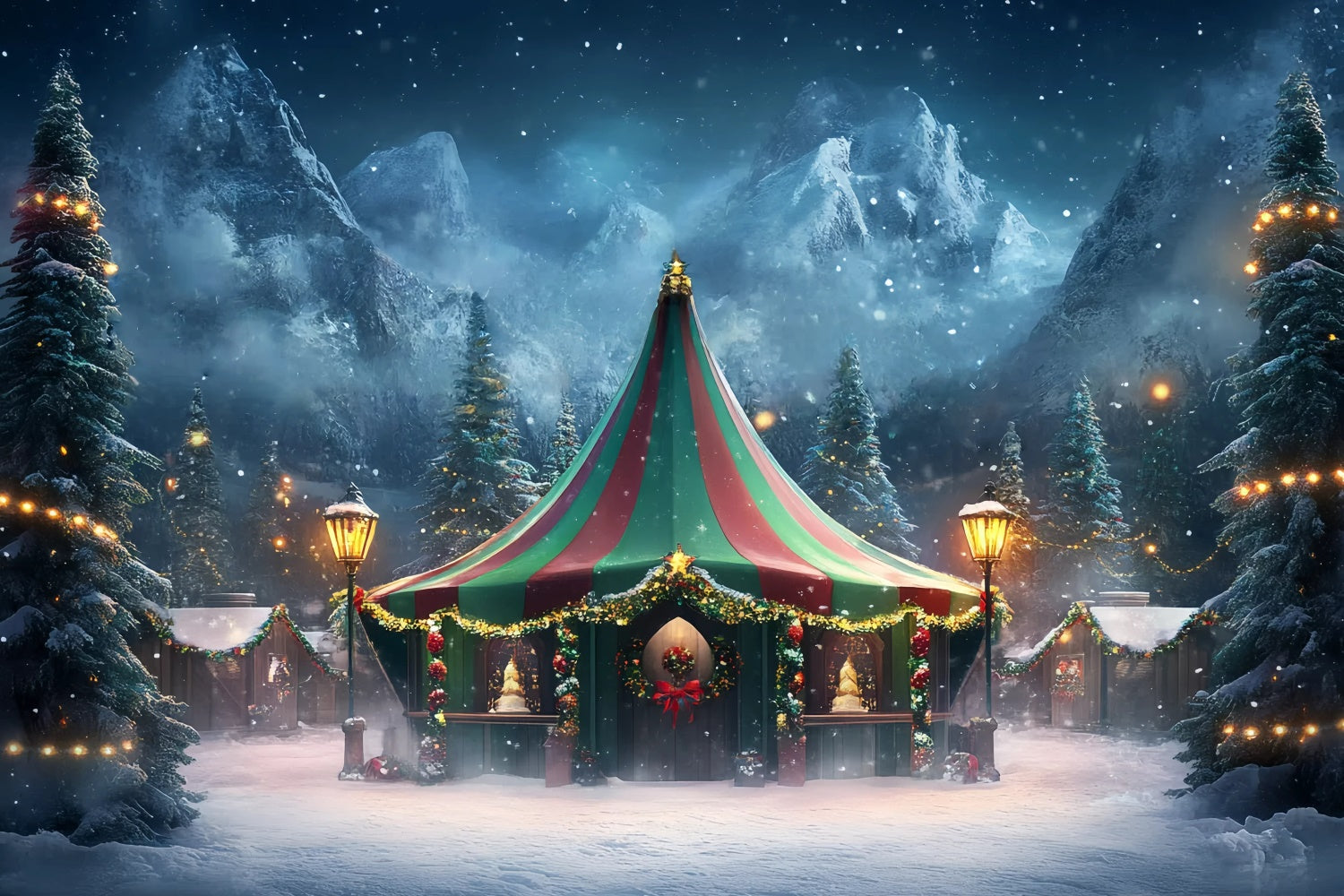 Toile de fond Chapiteau Carnaval Tente Magique Hivernale Couronne GQ5-116