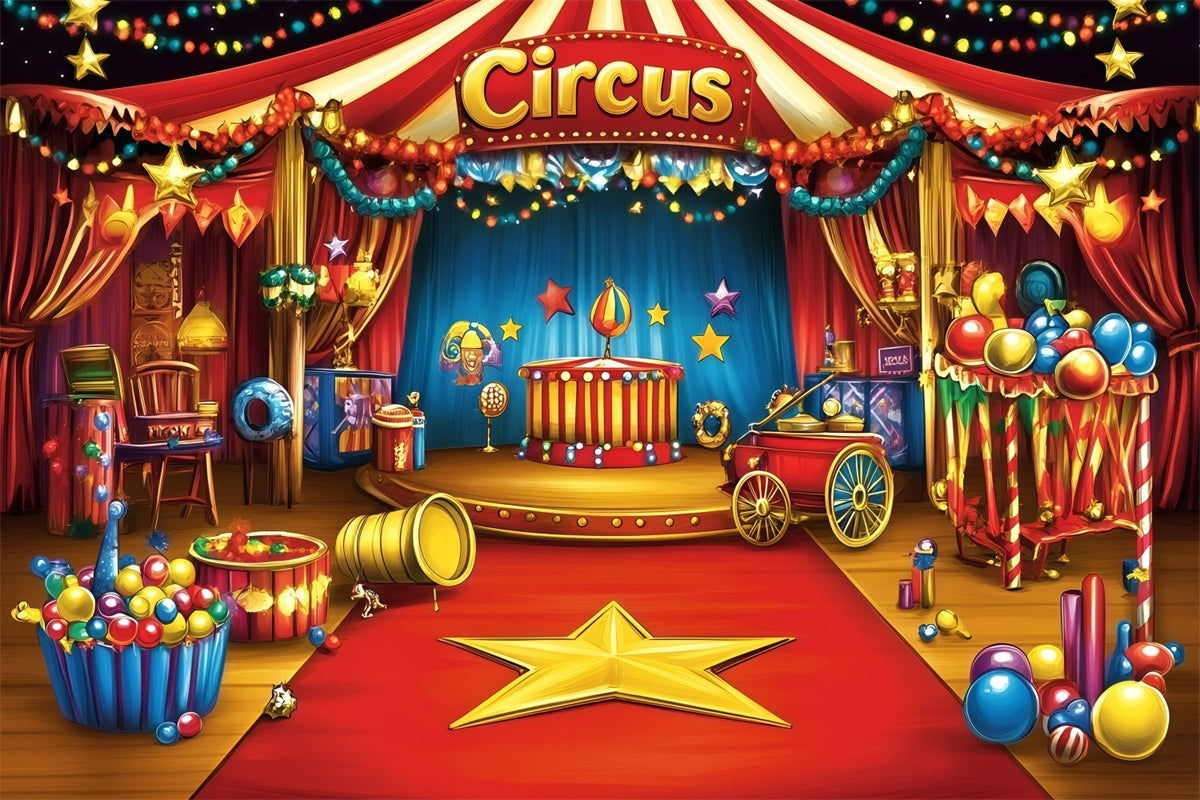 Toile de fond Cirque Rétro Chapiteau Scène GQ5-128