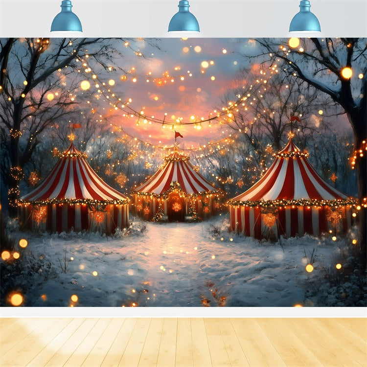 Toile de fond Chapiteau Carnaval Lumières de Noël Enneigées GQ5-131