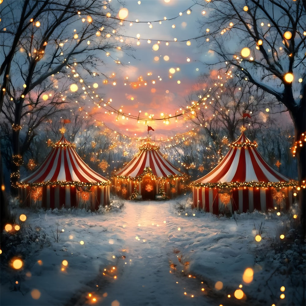 Toile de fond Chapiteau Carnaval Lumières de Noël Enneigées GQ5-131