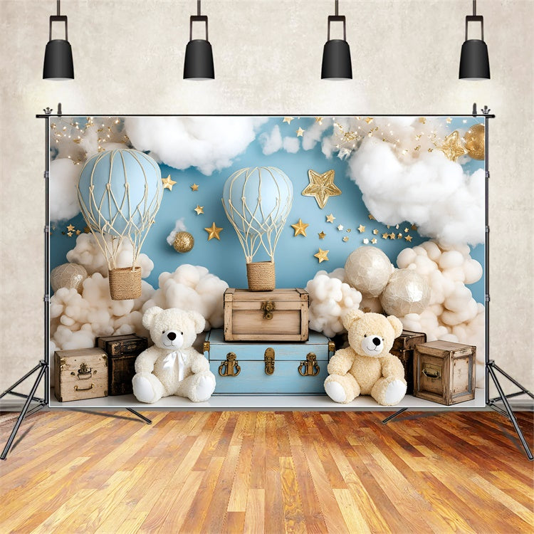 Toile de fond Nouveau-né Ballons Nuage Ours GQ5-141