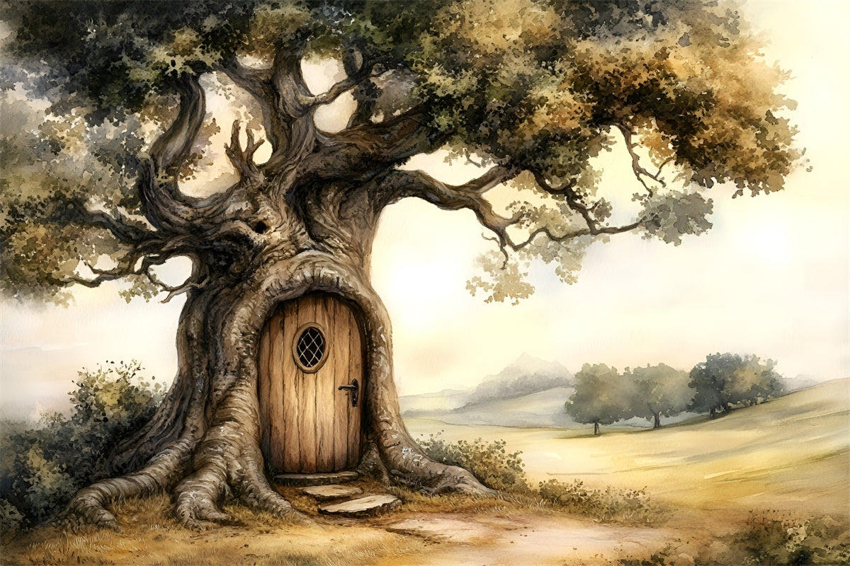 Toile de fond Enfants Maison Arbre Enchantée Porte GQ5-144