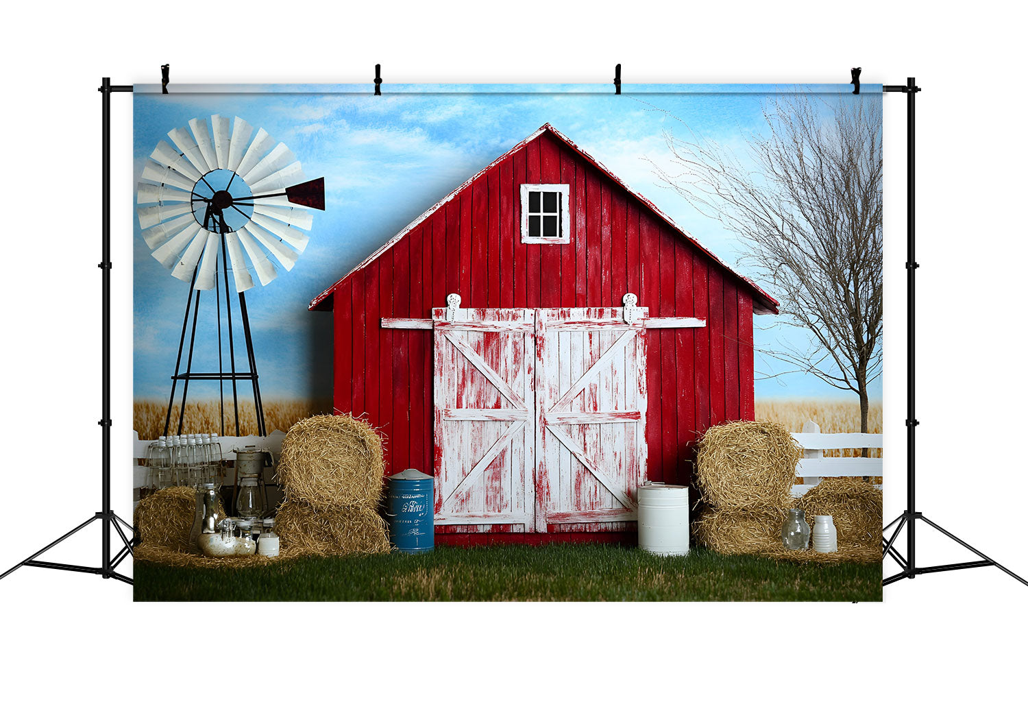 Toile de fond Photographie Enfants Grange Rouge GQ5-147
