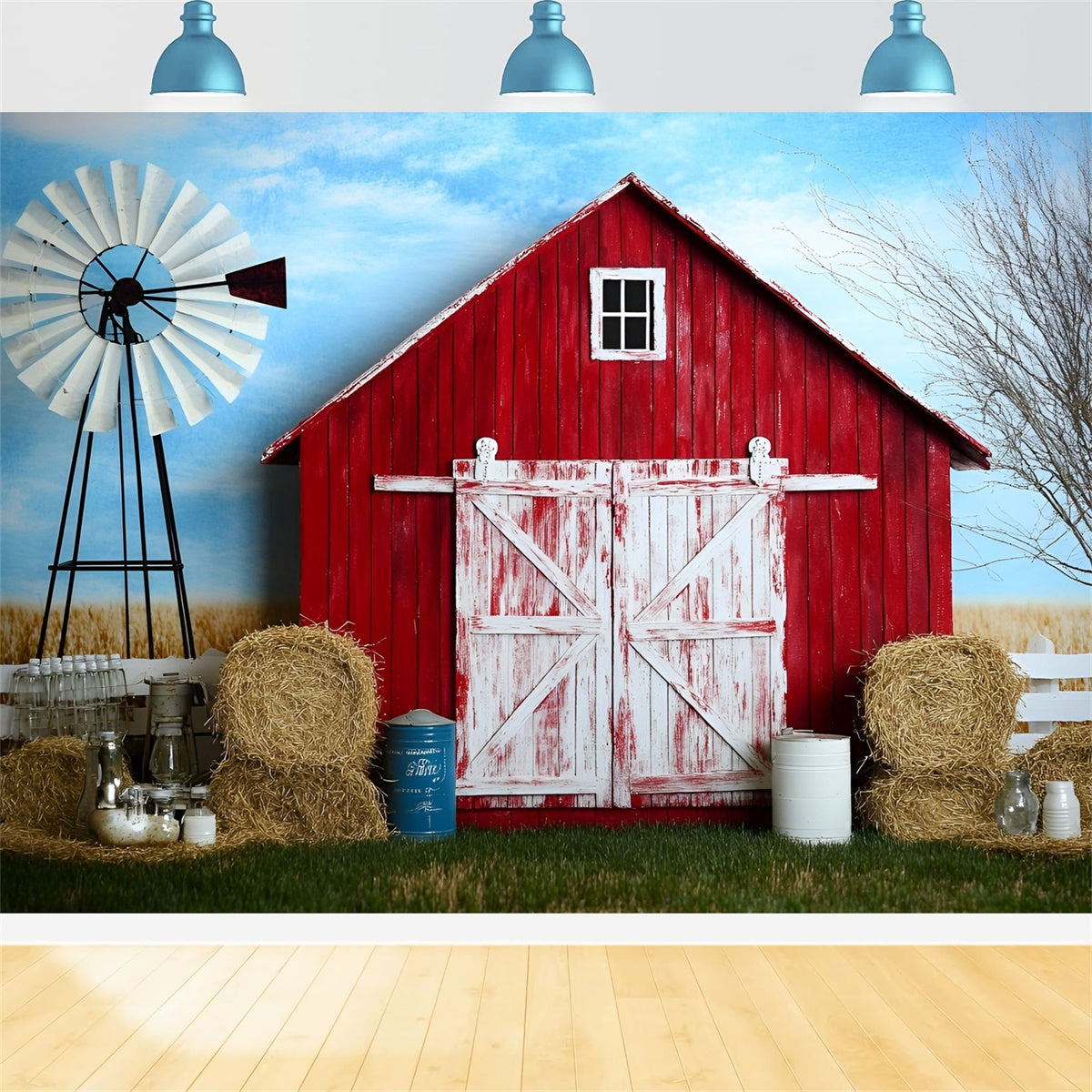 Toile de fond Photographie Enfants Grange Rouge GQ5-147