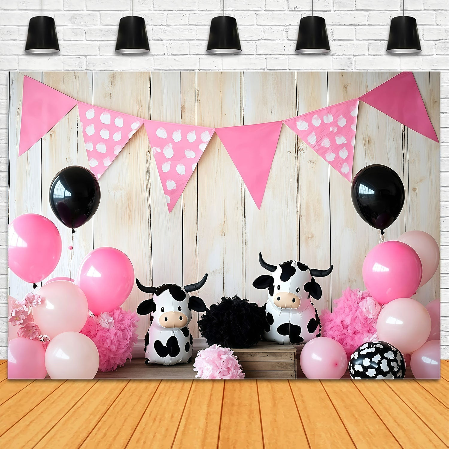 Toile de fond Nouveau-né Ballon Vache Mignonne GQ5-148