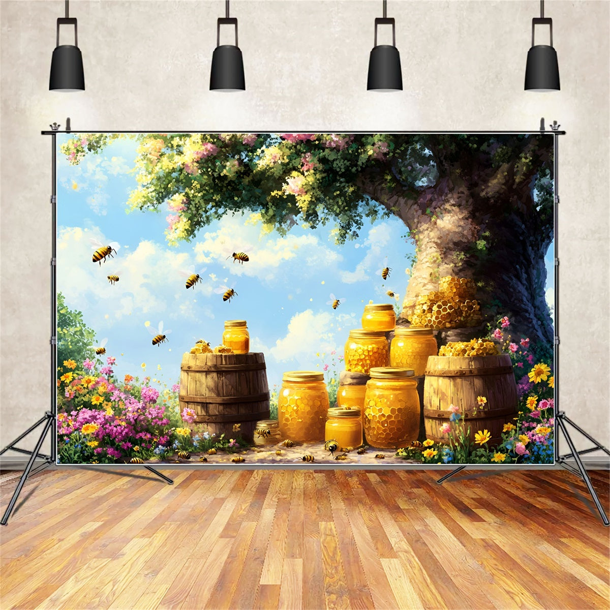 Toile de fond Photographie Nouveau-né Abeilles Soleil Fleurs GQ5-150