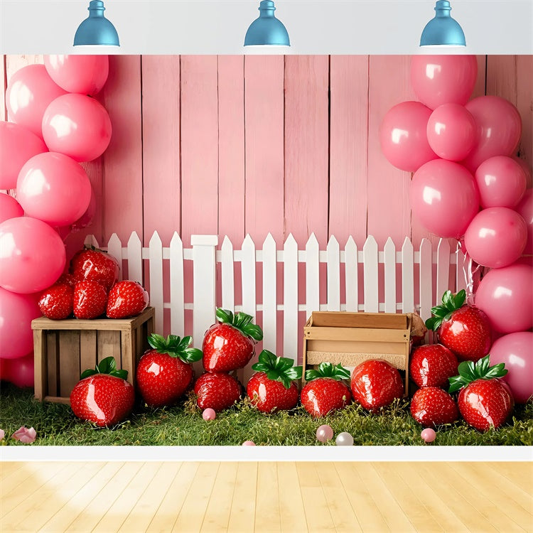 Toile de fond Enfants Ballon Jardin Fraises GQ5-157