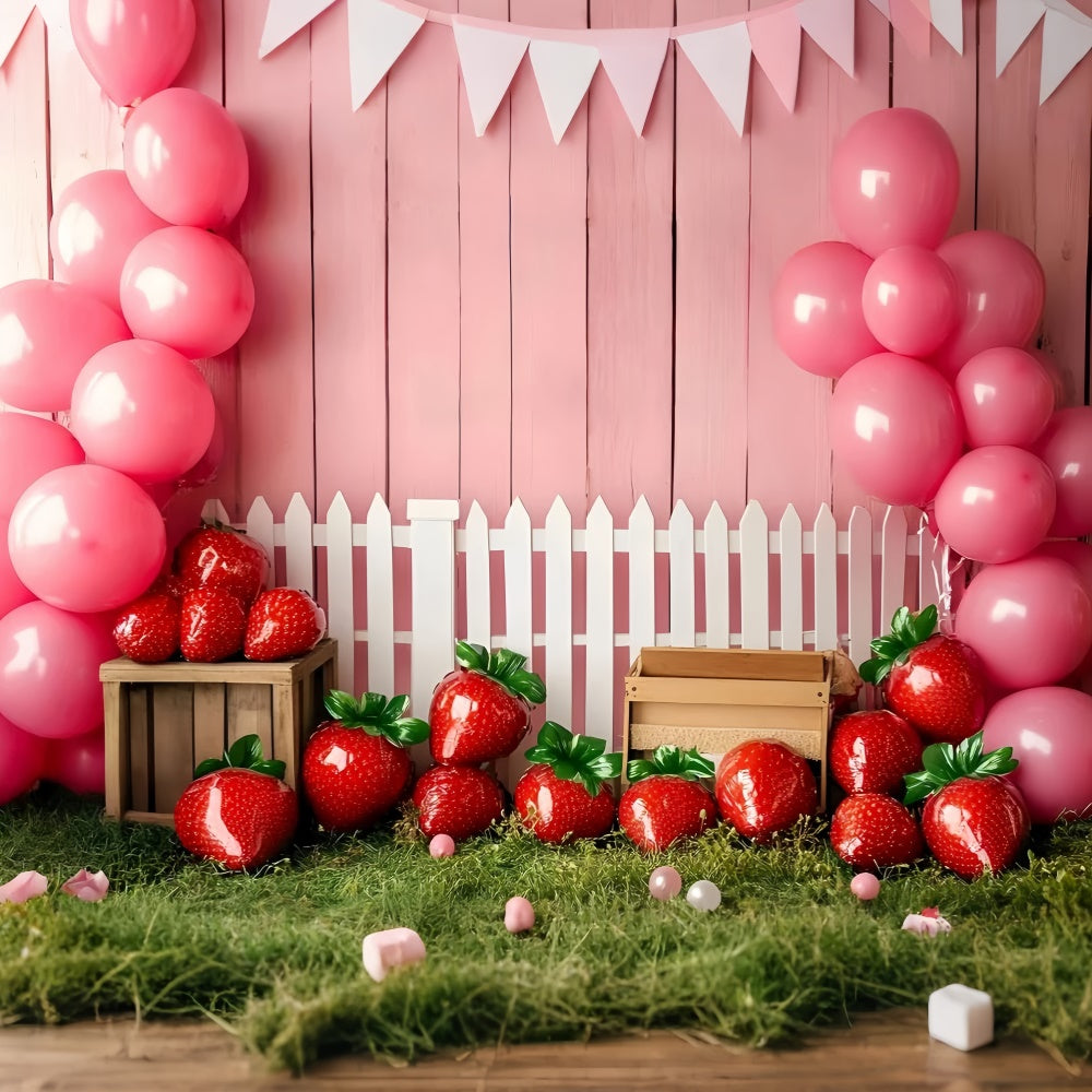 Toile de fond Enfants Ballon Jardin Fraises GQ5-157