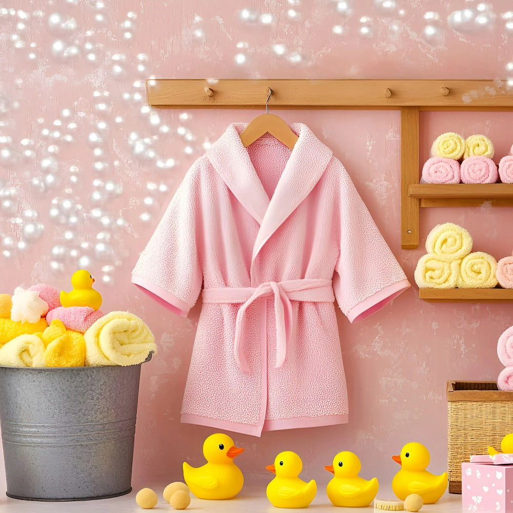 Toile de fond Photographie Enfants Robe Rose Canards GQ5-160